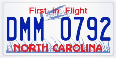 NC license plate DMM0792