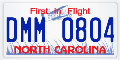 NC license plate DMM0804