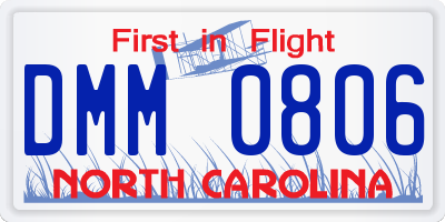 NC license plate DMM0806