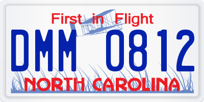 NC license plate DMM0812