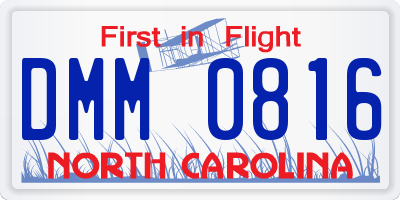 NC license plate DMM0816