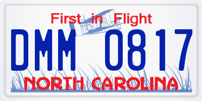NC license plate DMM0817