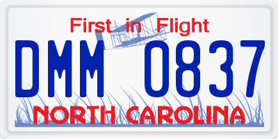 NC license plate DMM0837