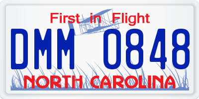 NC license plate DMM0848