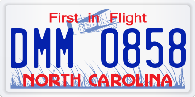 NC license plate DMM0858