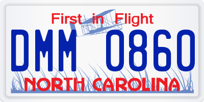NC license plate DMM0860