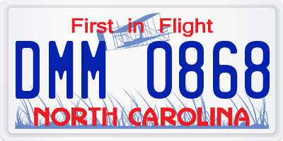 NC license plate DMM0868