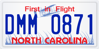 NC license plate DMM0871