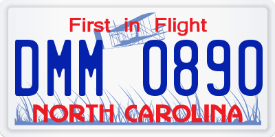 NC license plate DMM0890