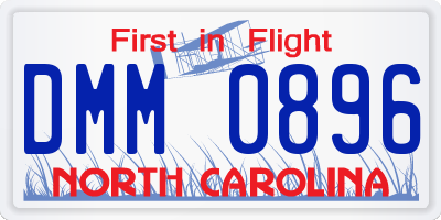 NC license plate DMM0896