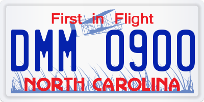 NC license plate DMM0900