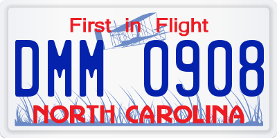 NC license plate DMM0908