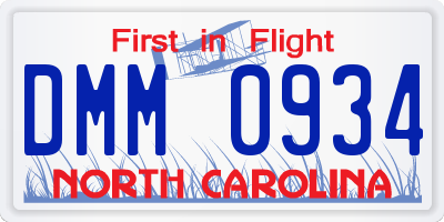 NC license plate DMM0934