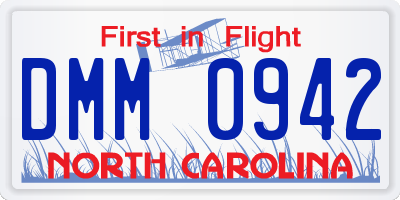 NC license plate DMM0942