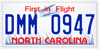 NC license plate DMM0947