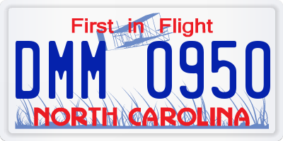 NC license plate DMM0950