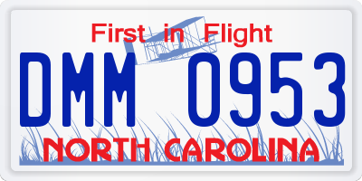 NC license plate DMM0953