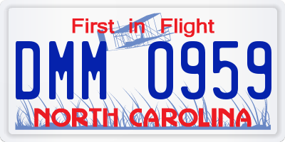 NC license plate DMM0959