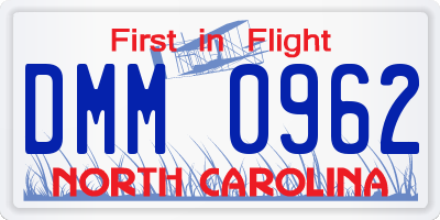 NC license plate DMM0962