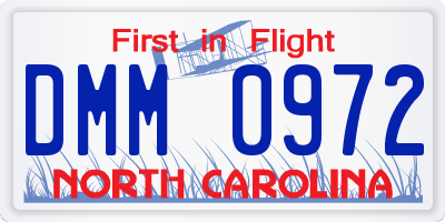 NC license plate DMM0972