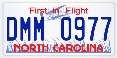 NC license plate DMM0977