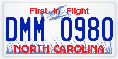 NC license plate DMM0980