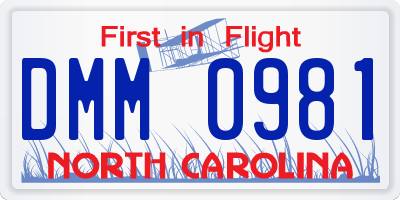 NC license plate DMM0981