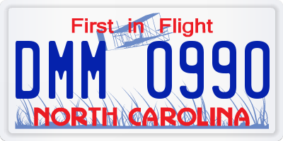 NC license plate DMM0990