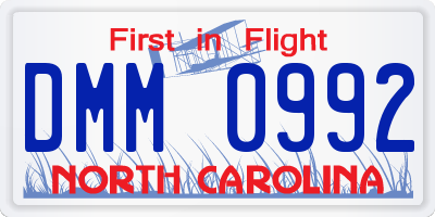 NC license plate DMM0992