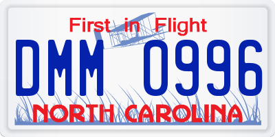 NC license plate DMM0996