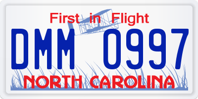 NC license plate DMM0997