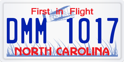 NC license plate DMM1017