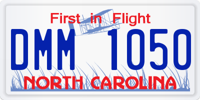 NC license plate DMM1050