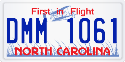 NC license plate DMM1061