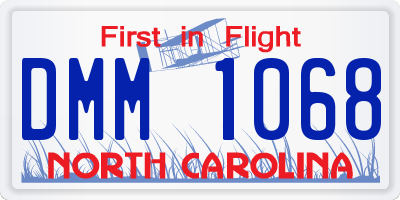 NC license plate DMM1068