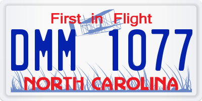 NC license plate DMM1077