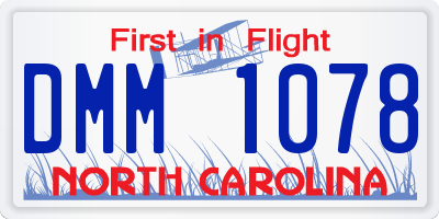 NC license plate DMM1078