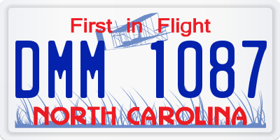 NC license plate DMM1087
