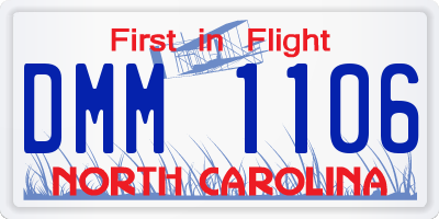NC license plate DMM1106