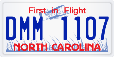 NC license plate DMM1107