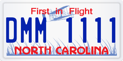 NC license plate DMM1111