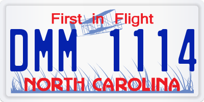 NC license plate DMM1114