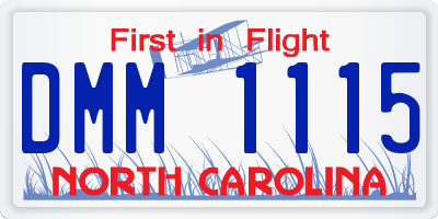 NC license plate DMM1115