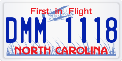 NC license plate DMM1118