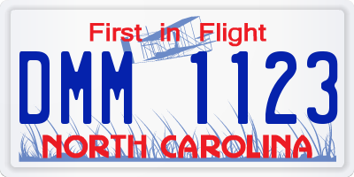 NC license plate DMM1123