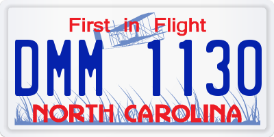 NC license plate DMM1130