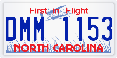 NC license plate DMM1153