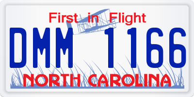NC license plate DMM1166