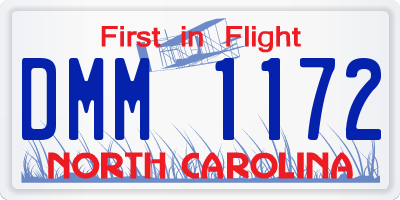 NC license plate DMM1172