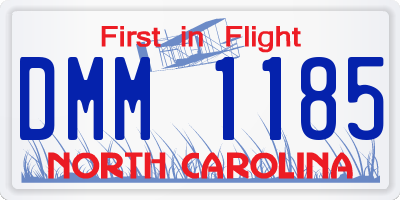 NC license plate DMM1185